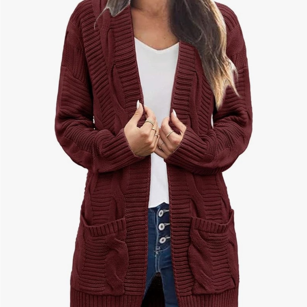 Elegant Maroon Open-Front Cardigan